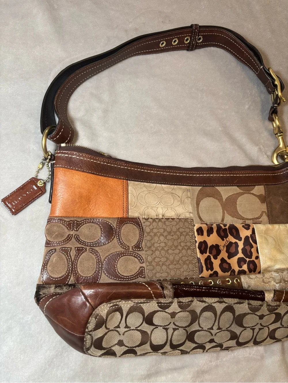 Vintage Coach Patchwork Large Shoulder Bag